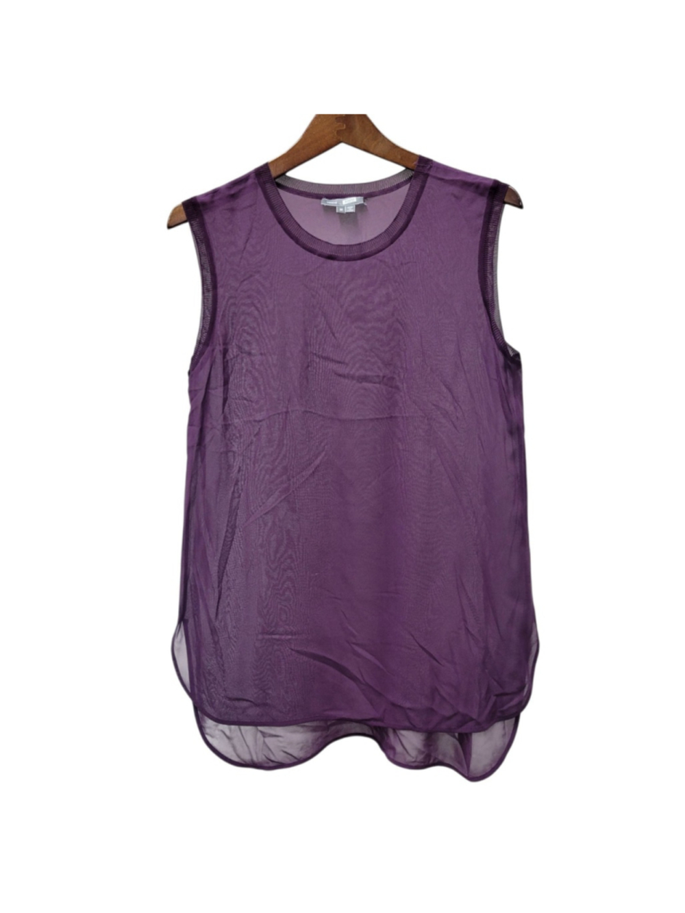 Vince Women's Purple Silk Sleeveless Round Neck Pullover Tank Top Size Medium